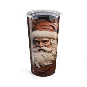 3D Engraved Leather Look Christmas Santa (Design 1) 20oz Tumbler/Travel Mug