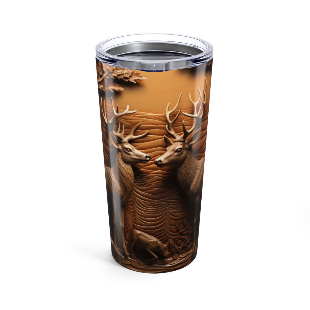 3D Engraved Leather Deer 20oz Stainless Steel Travel Mug/Tumbler