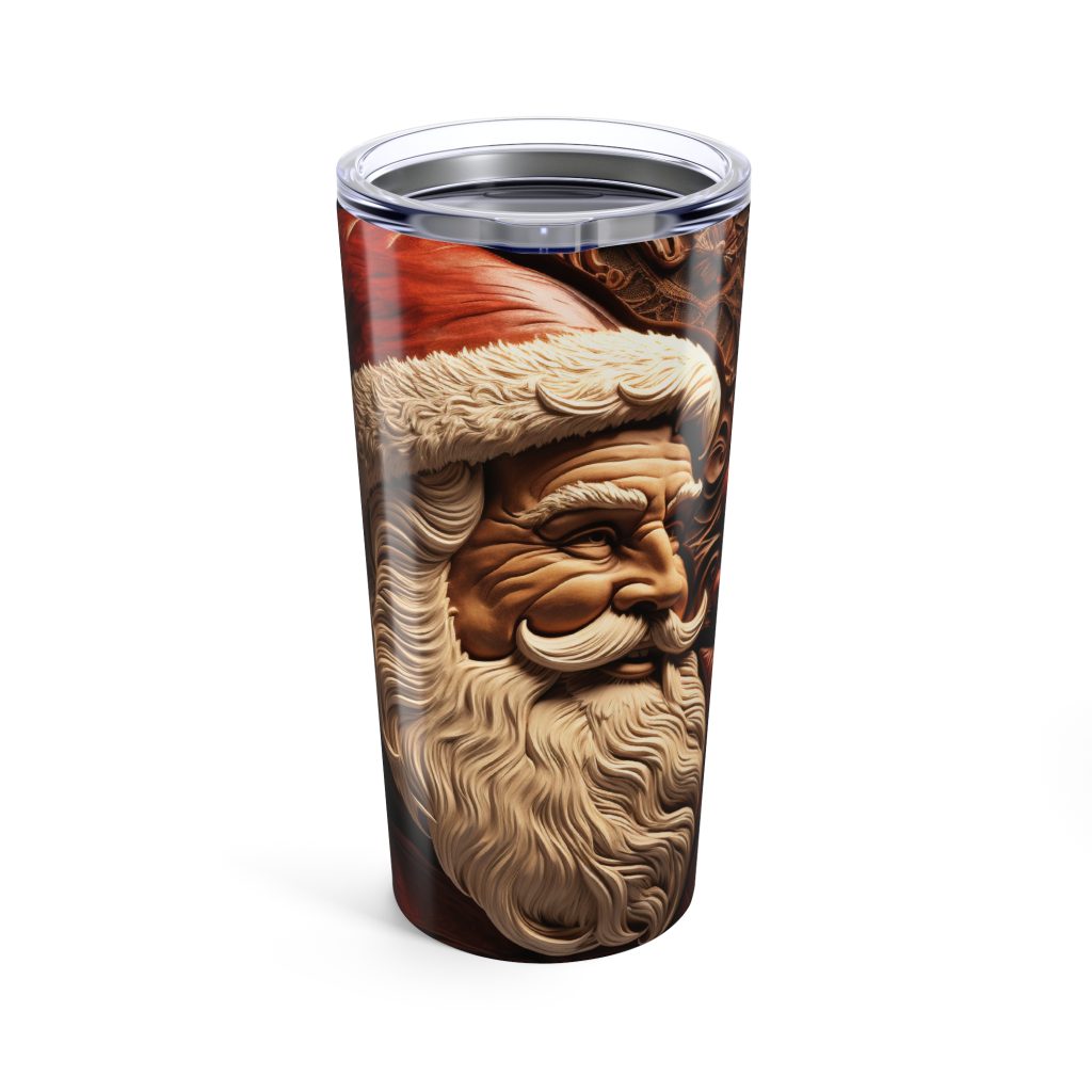 3D Engraved Leather Christmas Santa (Design 2) 20oz Tumbler/Travel Mug